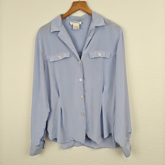 Christian Dior Chemises Button Up Long Sleeve Light Weight Shirt In Sky Blue 6 - Picture 1 of 13
